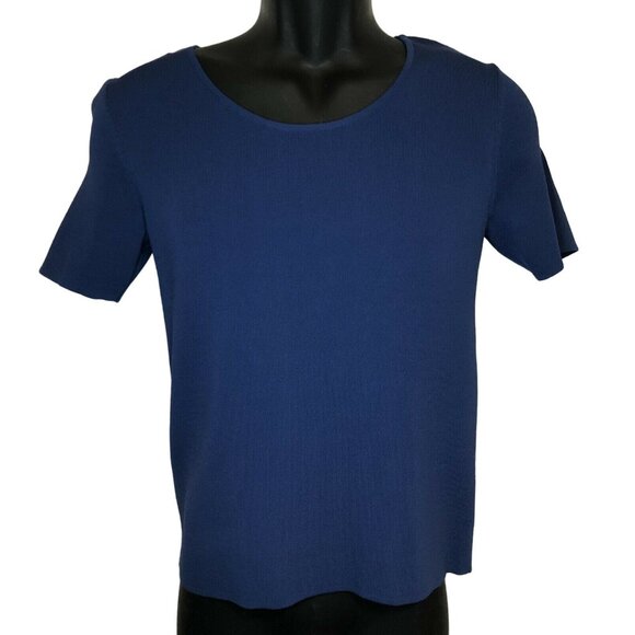 Drapers & Damons Women’s Size Small Blue Short Sleeve Knit Sweater Shirt - Picture 1 of 5